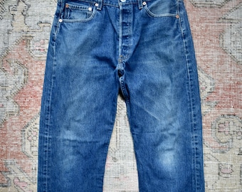 Vtg 80s Levi's 71411 0816 Blue Denim Buffalo Plaid Flannel Lined