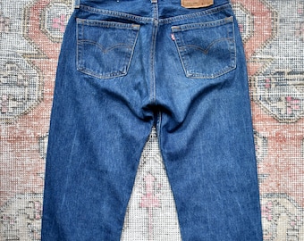 Vtg 80s Levi's 501 Red Tab Blue Denim Straight Leg Jeans Made in USA W29 L27