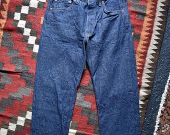 Vtg 80s Levi's 71411 0816 Blue Denim Buffalo Plaid Flannel Lined