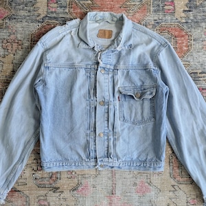 Vtg 80s Levi's 70501 01 Trashed Blue Denim Type I Trucker Jacket