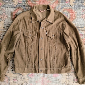 Vtg 70s Levi&#39;s White Tab Little e Brown Corduroy Type 3 Trucker Jacket USA Size 46