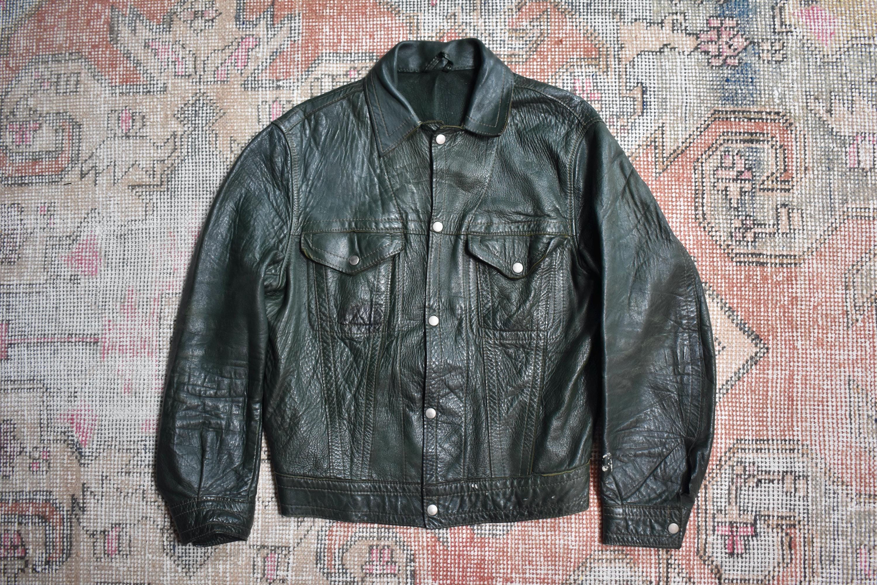 Vintage Levis Leather Jacket - Etsy UK