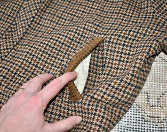 Vtg 50s 60s Rich Sher Sportswear Houndstooth Pattern Wool