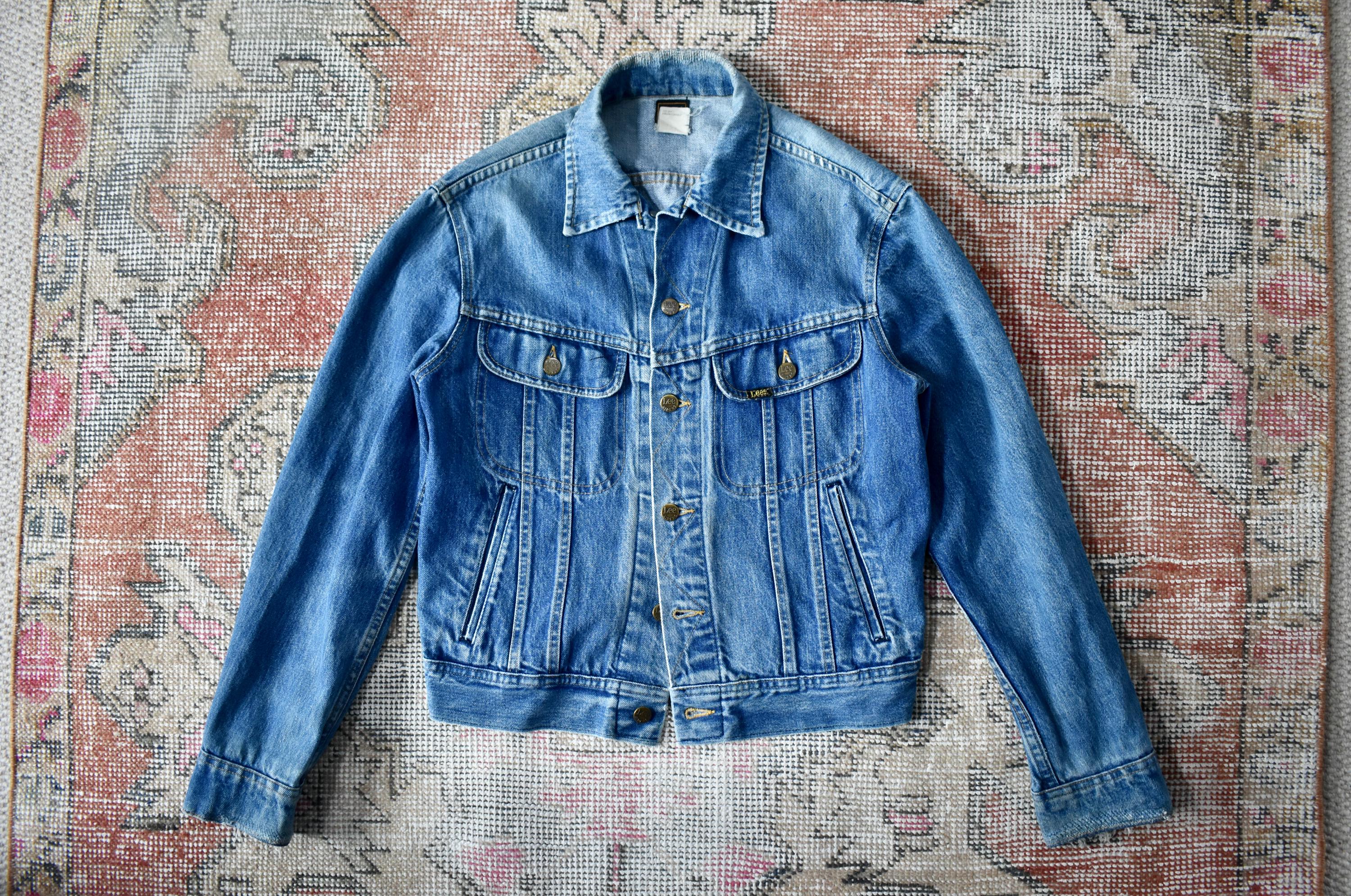 Vtg 80s Lee PATD-153438 Blue Denim Trucker Jacket Made in USA 40R