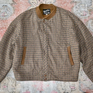 Vtg 50s 60s Rich Sher Sportswear Houndstooth Pattern Wool Rockabilly Jacket Talon Zip Ricky USA 46