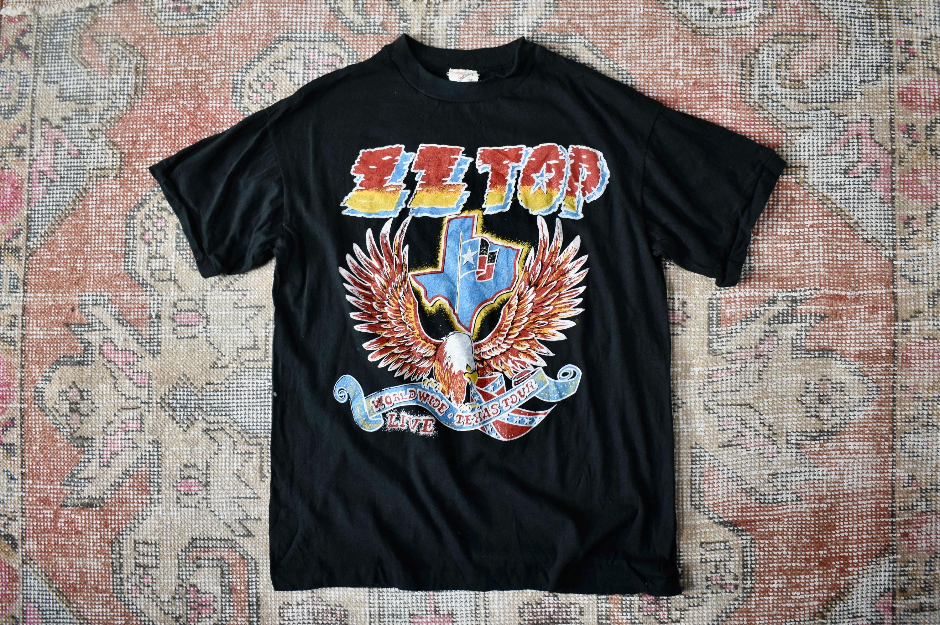 Vtg 80s ZZ Top Worldwide Texas Tour Single Stitch Rock Band
