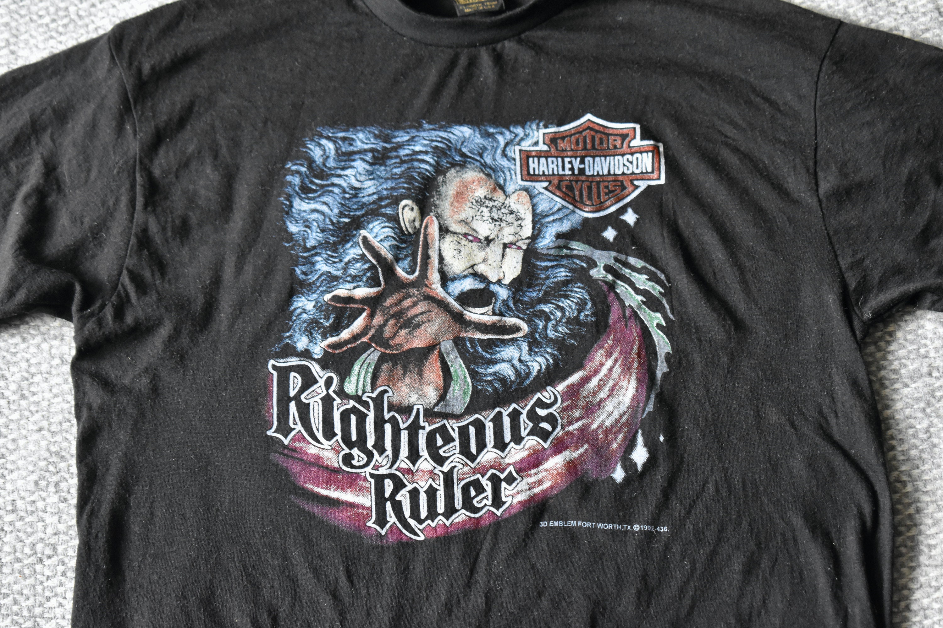 Vtg 1992 Harley Davidson 3D Emblem Righteous Ruler Wizard