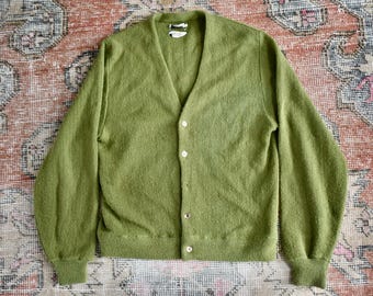Vintage 1960s Jantzen Big J Green Mohair Wool Cardigan