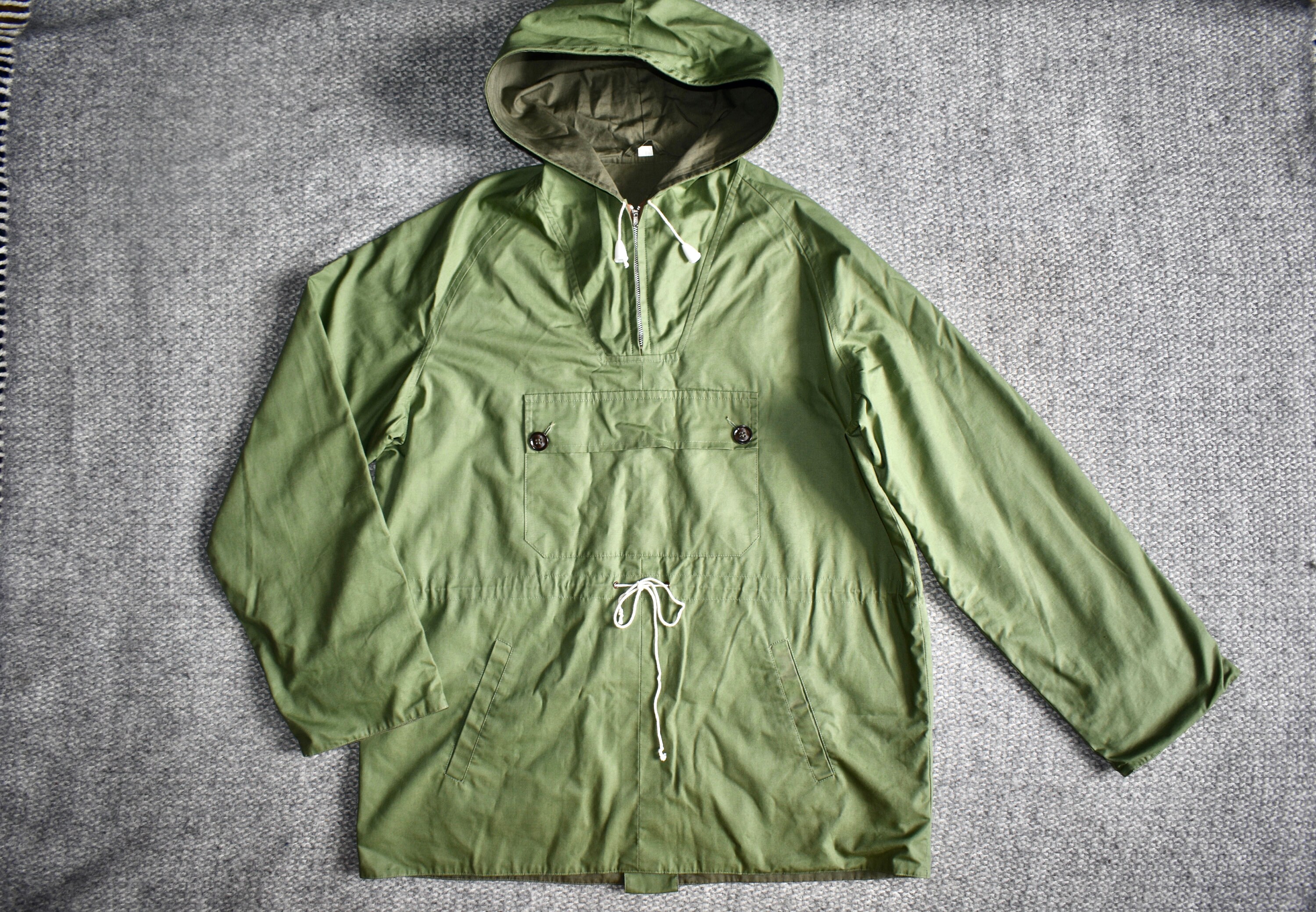 Vtg 60s 70s English Green Cotton Hiking Mountaineering Smock