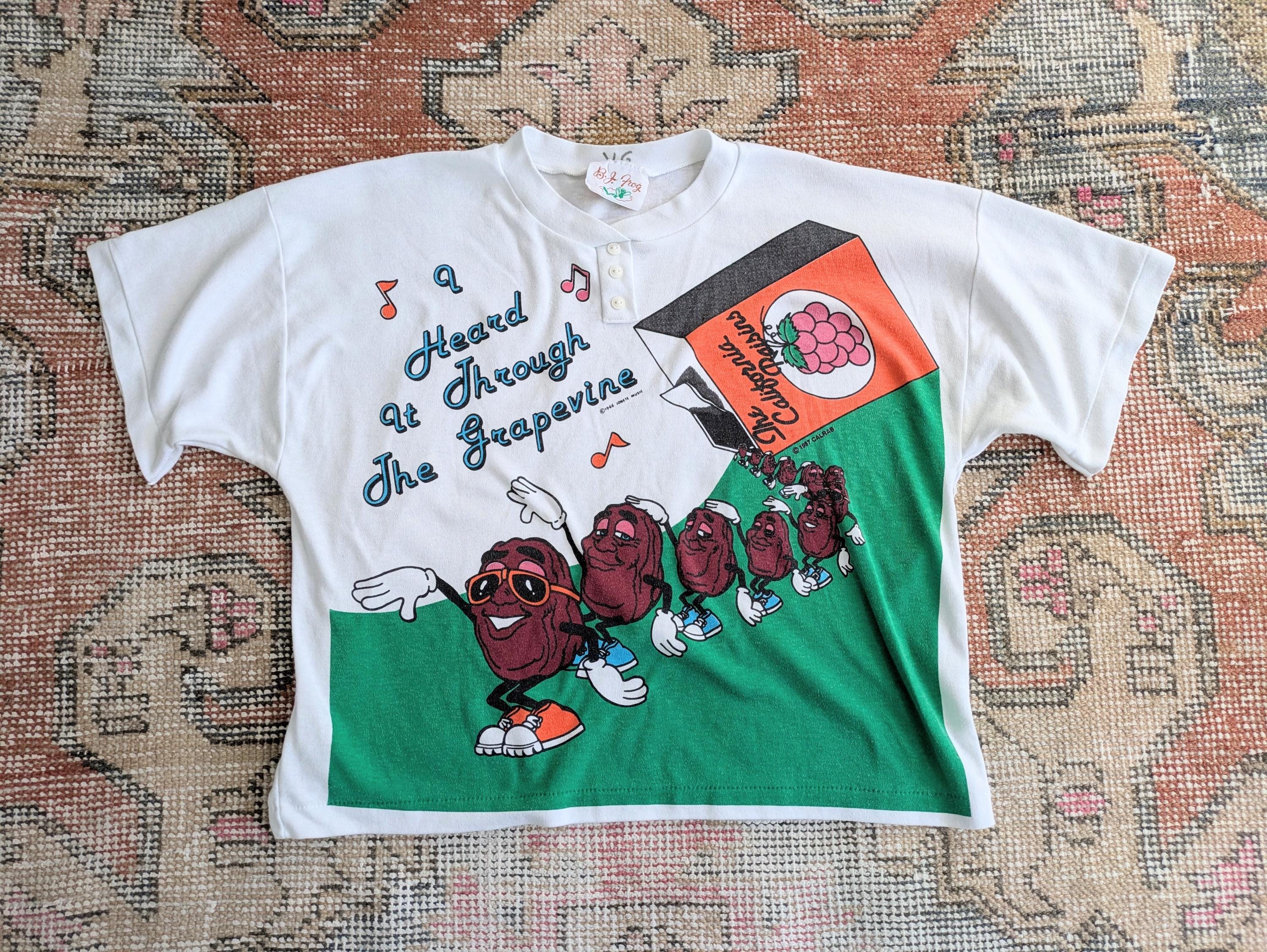 Vtg 1987 California Raisins Grapevine Single Stitch Cropped Boxy 