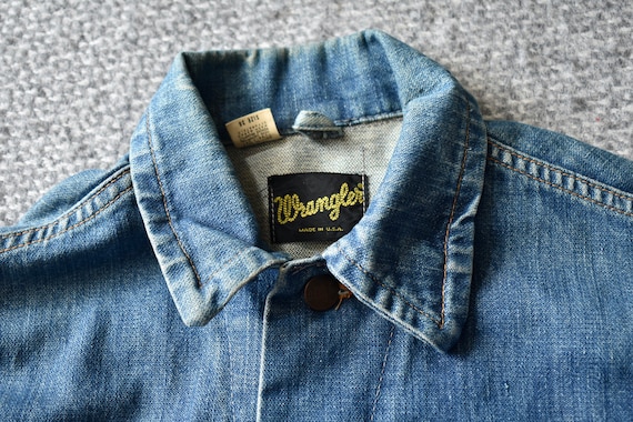 Vintage 70s Wrangler Denim Jacket Mens L Biker Trucker