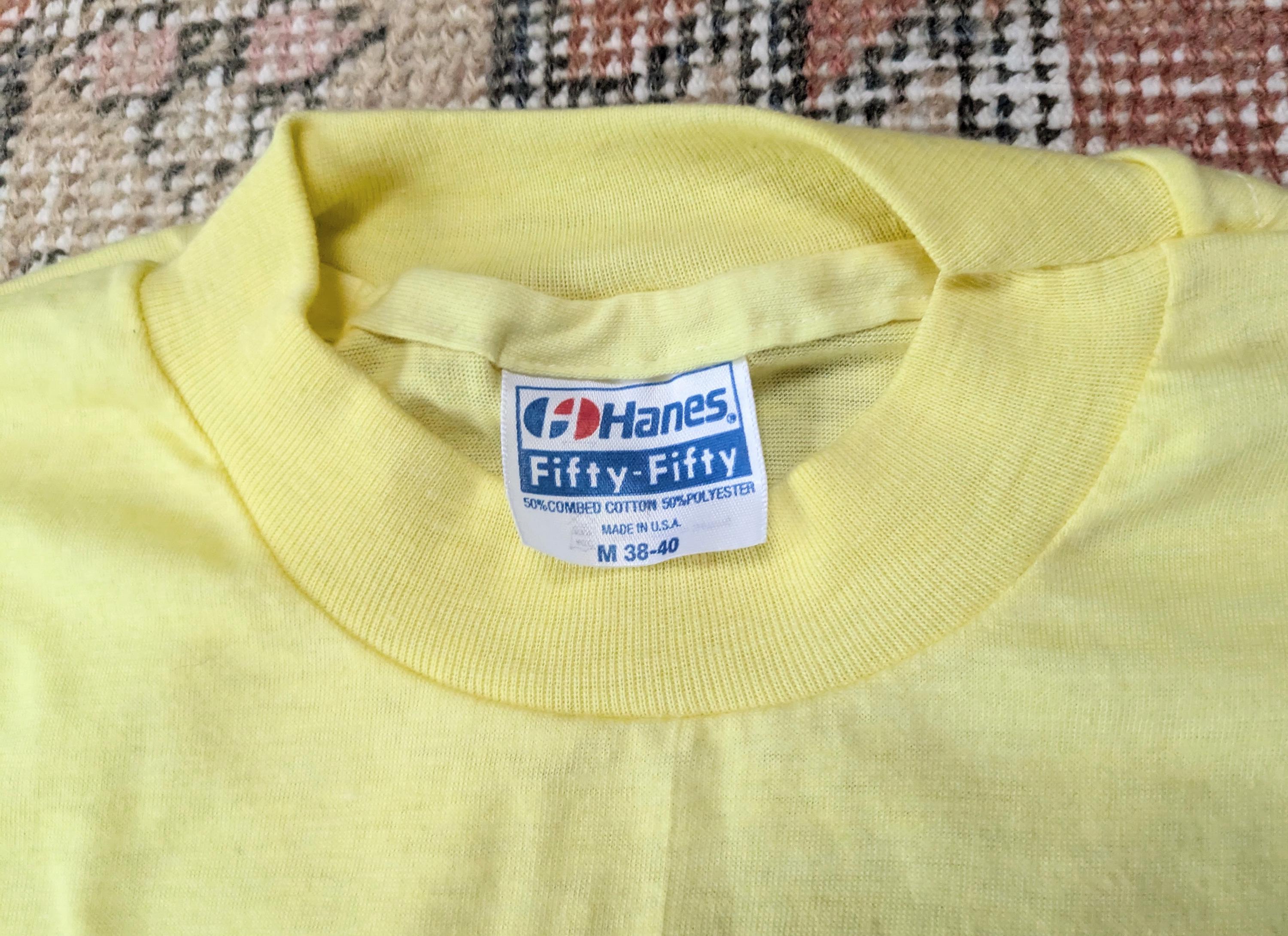 Vtg 80s LA Games '84 Yellow Graphic Single Stitch Tee Olympics T