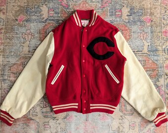 Vtg 50's Lasley Knitting Co. Letterman Womens Jacket Sz 36 Wool