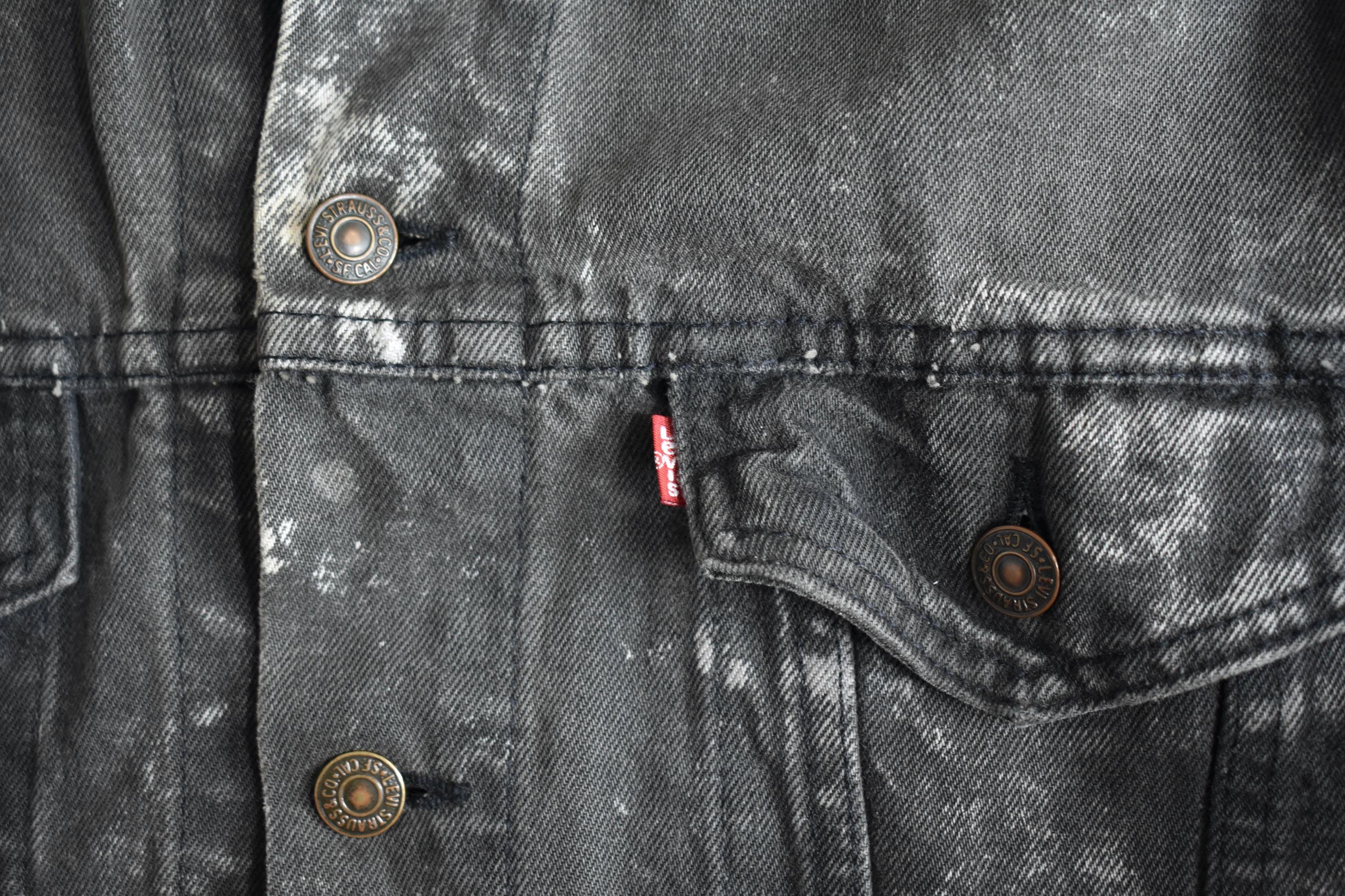 Vtg 80s Levi's 70507 0253 Black Acid Wash Denim Trucker Jacket