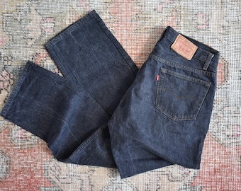 Vtg 90s Levi's 501 0660 Faded Black Button Fly Jeans 29 X 32