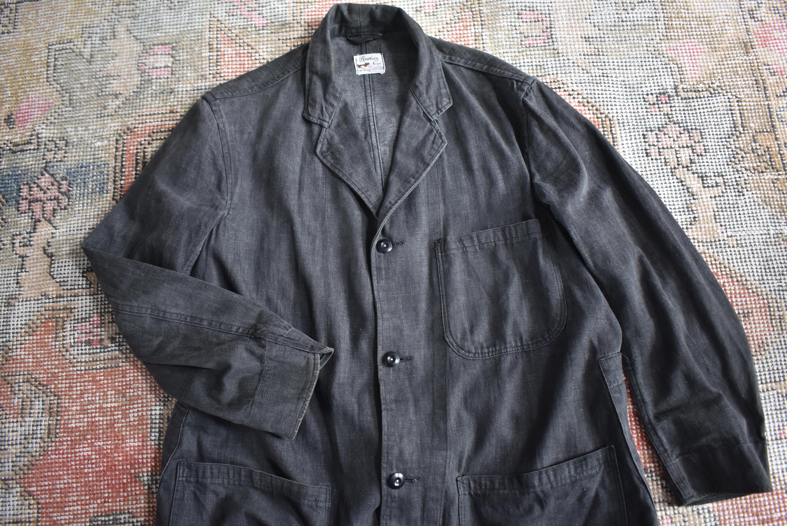 Vtg 50s Bastion Brand Black Sanforized Shrunk Fabric Cotton Denim