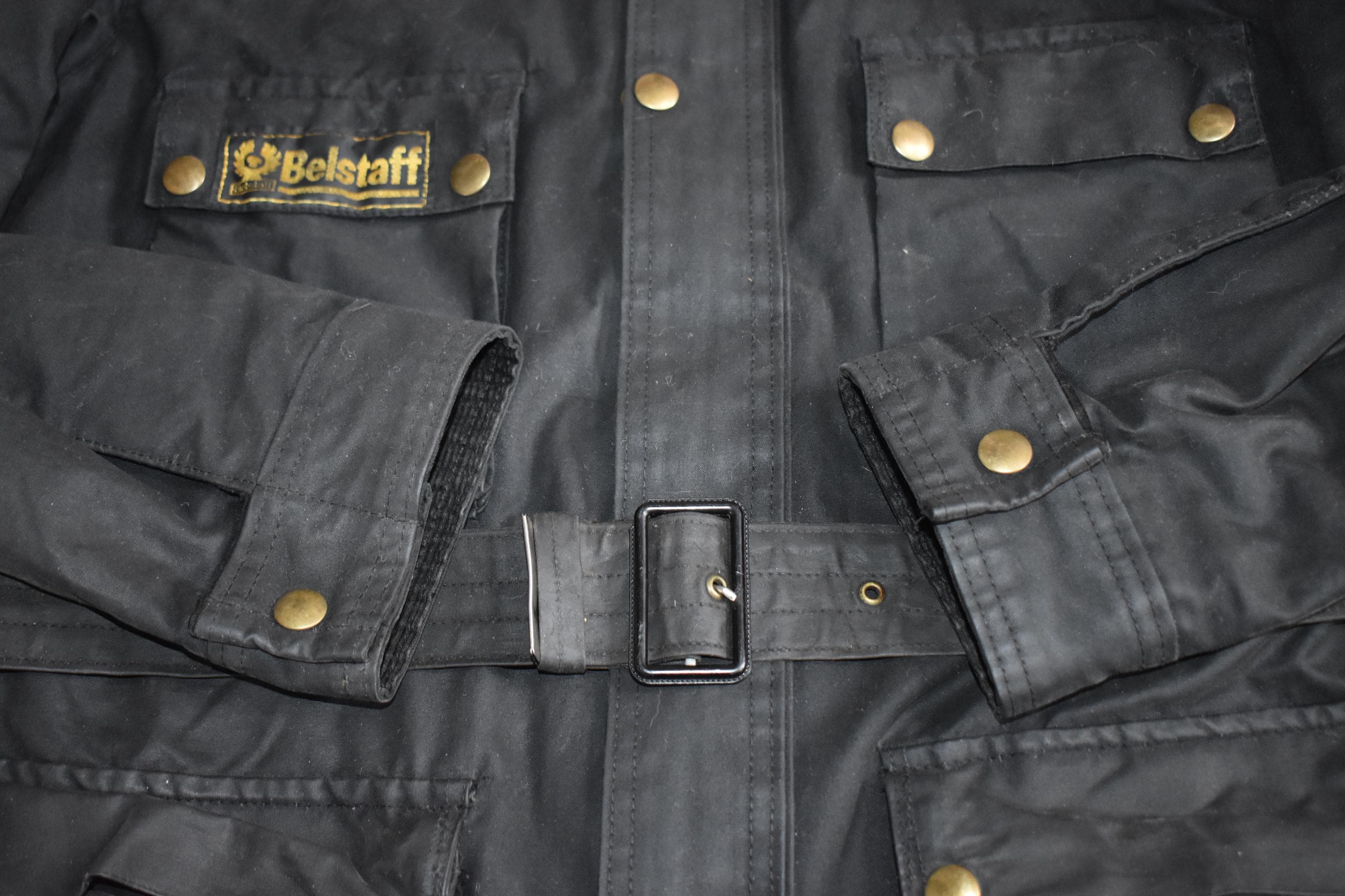 Vtg 80s Belstaff Roadmaster II Black Waxed Cotton Motorcycle