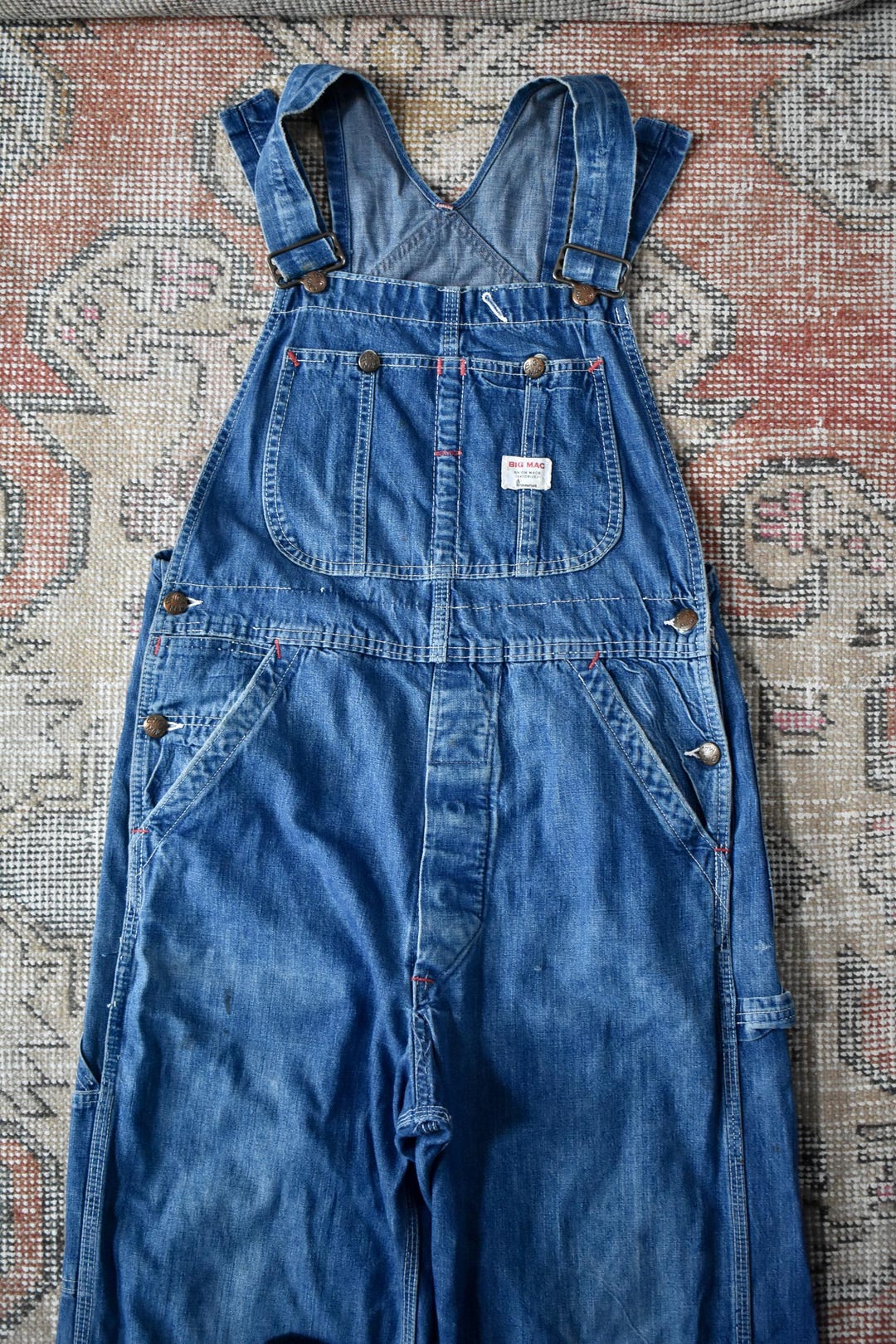 Vtg 50s 60s Big Mac Penneys Square Bak Blue Sanforized Denim