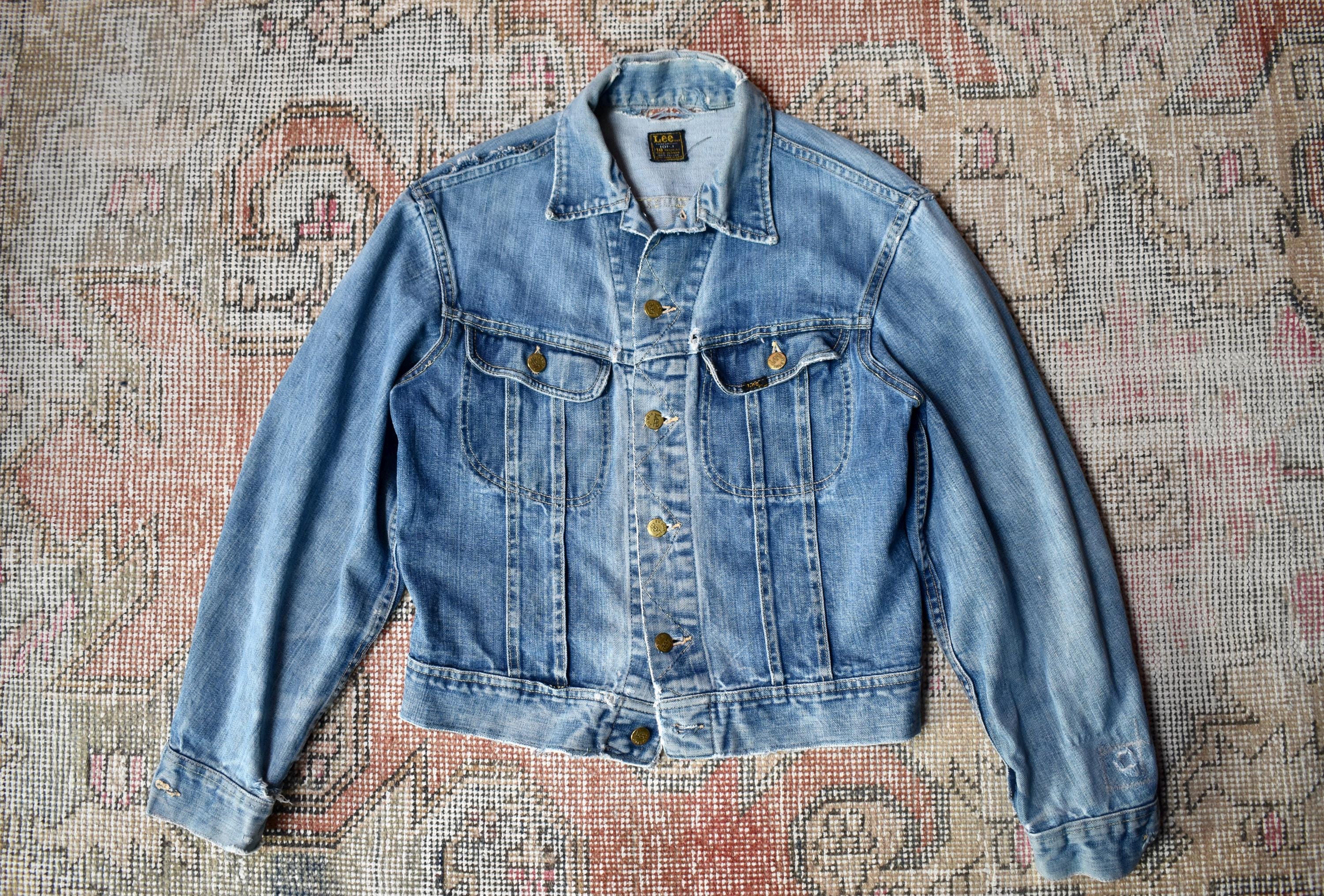 Vtg 60s Lee Riders 101-J Sanforized Denim Trucker Jean Jacket