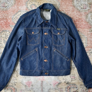MINT Vtg 70s Wrangler 74126NV No-fault Denims 14oz Trucker Jean