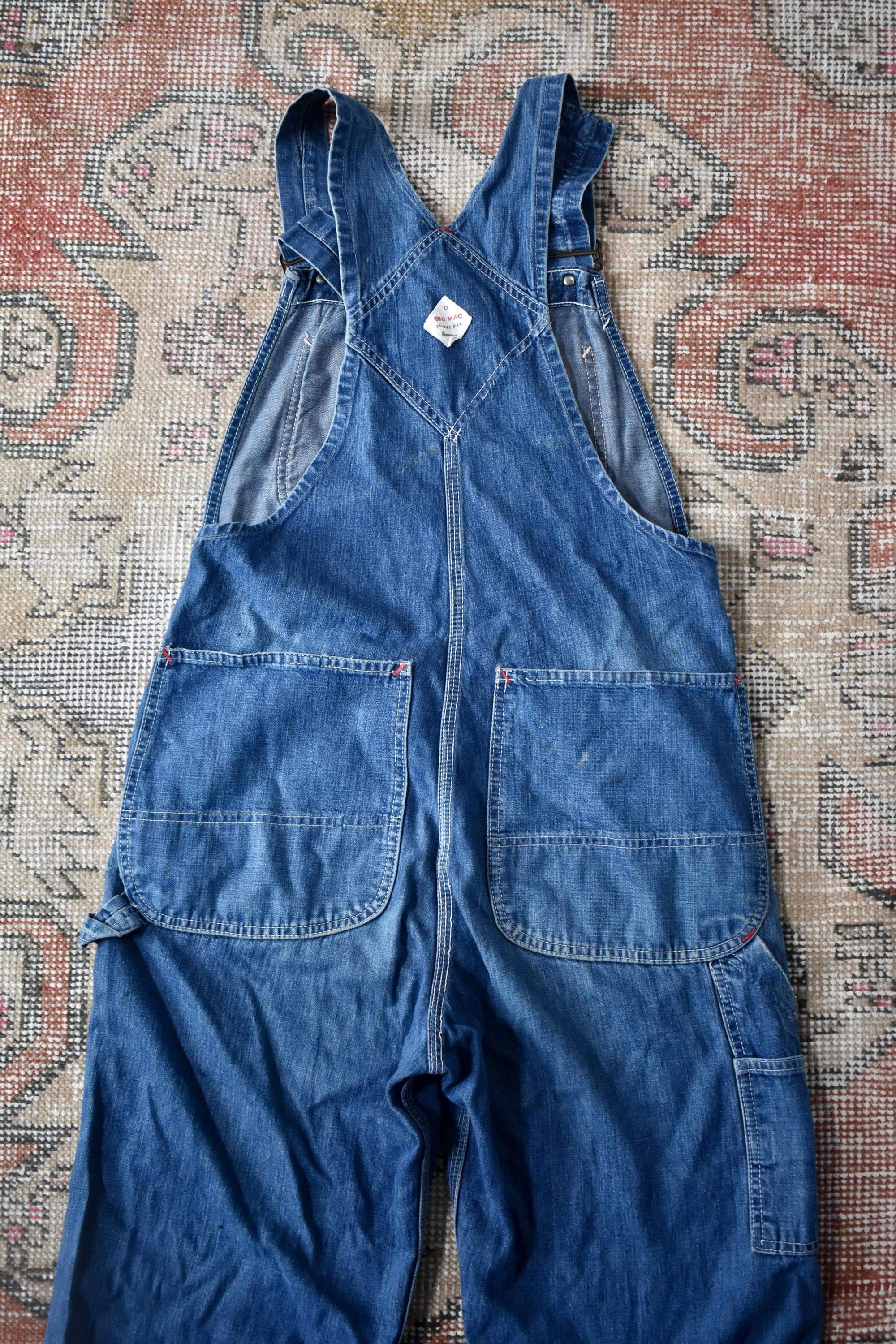50s 60s PENNEYS BIG MAC オーバーオール Vtg 50s 60s Big Mac Penneys Square Bak Blue Sanforized Denim