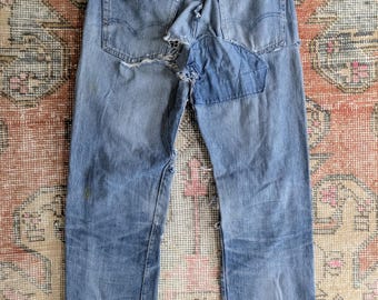 Vtg 60s Levi's 501ZXX? Big E Trashed & Repaired Selvedge Denim V