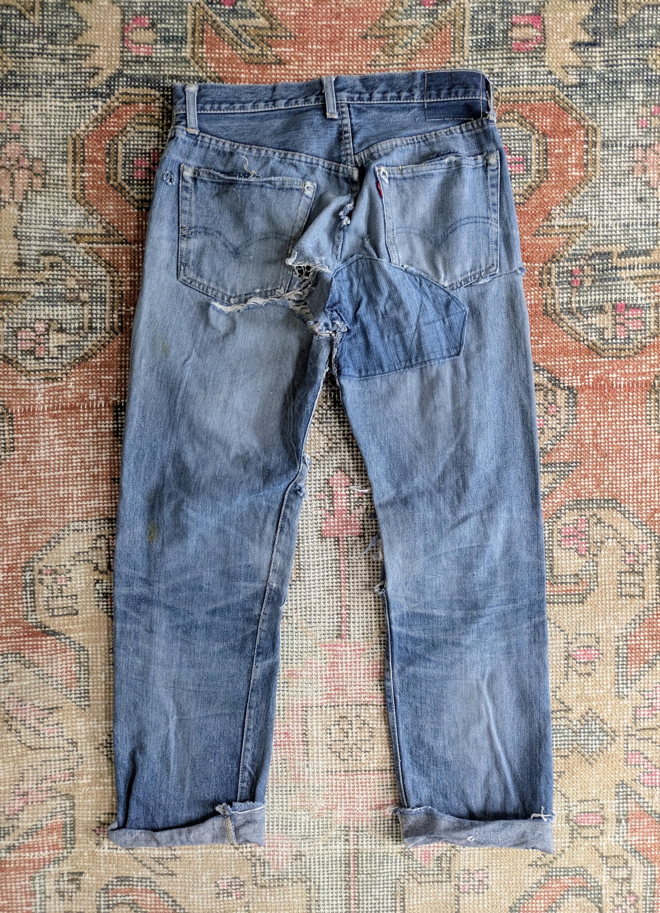 Vtg 60s Levi's 501ZXX? Big E Trashed & Repaired Selvedge Denim V