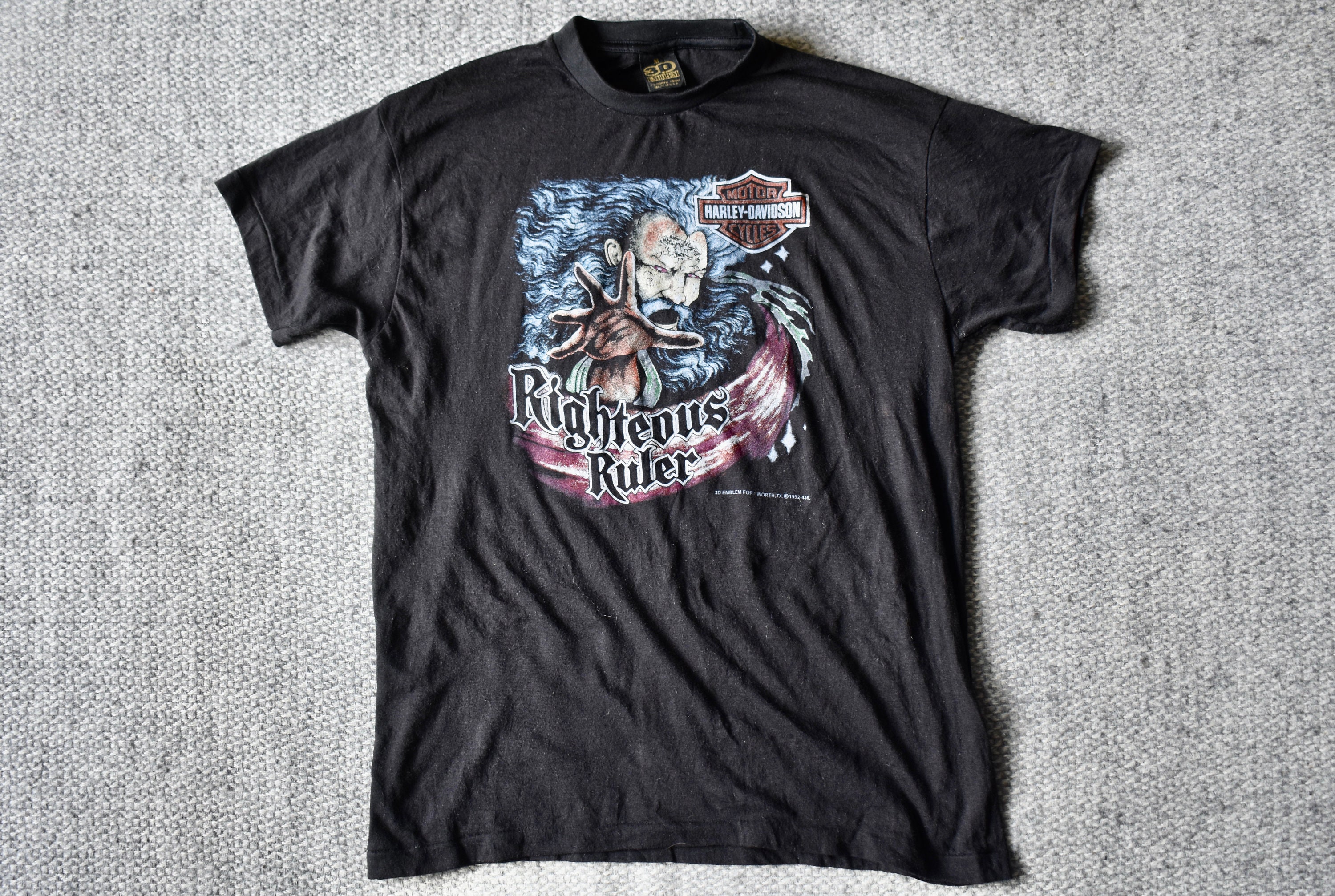 3D EMBLEM グラフィックTシャツ ブラック Vintage Harley Davidson 3D Emblem T-Shirt Size M - Black – Leot James