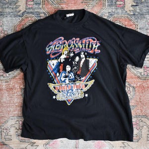 ヴィンテージ 80年代 エアロスミス シングルステッチ ロックバンド グラフィックTシャツ ファンタジータグ L
