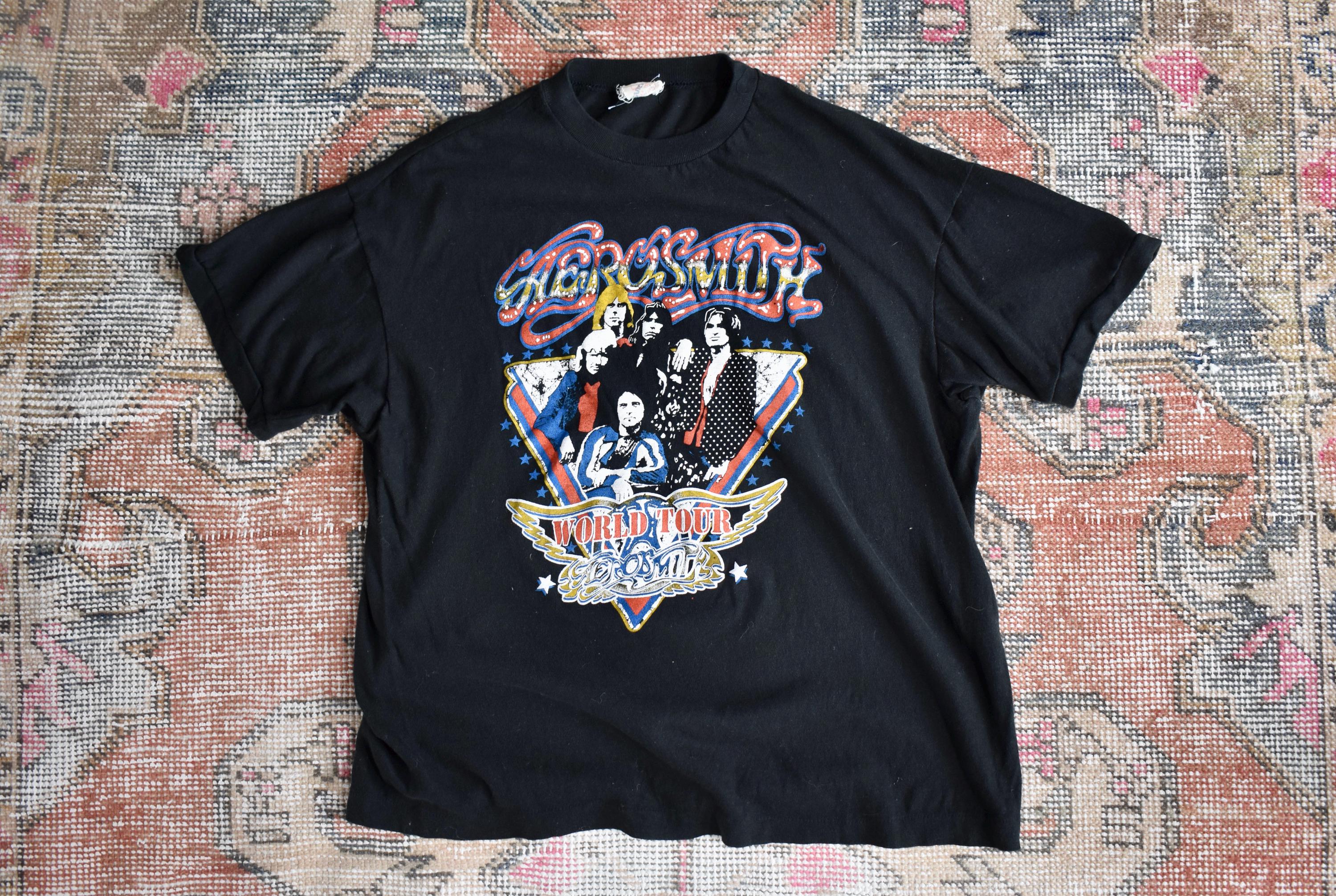 Vtg 80s Aerosmith Single Stitch Rock Band Graphic Tee T-shirt