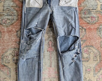 Vtg 60s Levi's 501ZXX? Big E Trashed & Repaired Selvedge Denim V