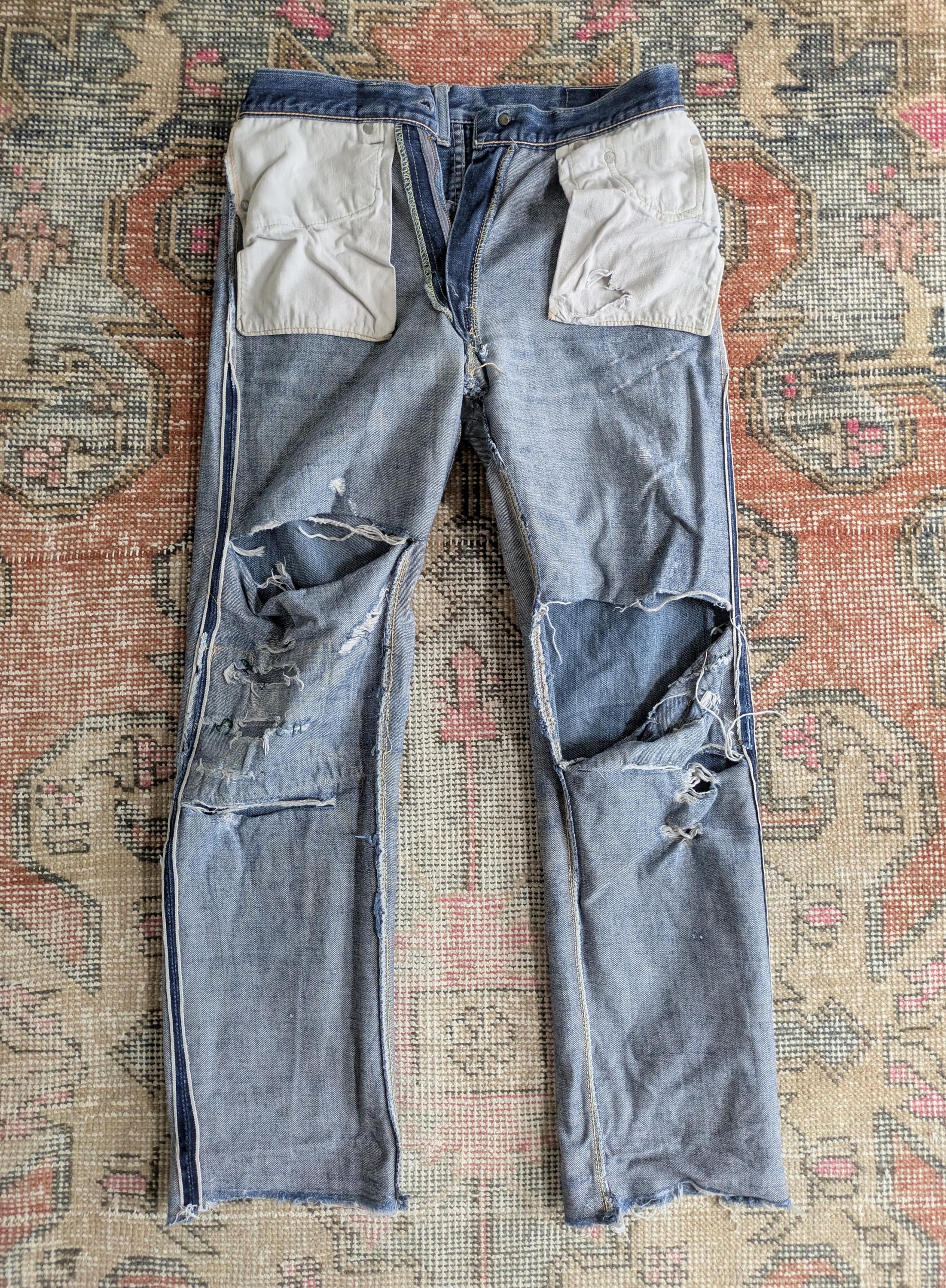 Vtg 60s Levi's 501ZXX? Big E Trashed & Repaired Selvedge Denim V