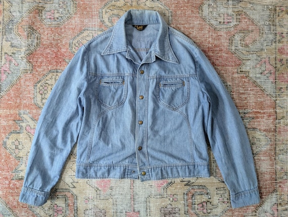 Vtg 70s Lee Blue Denim Two Pocket Jacket Western Hippie Made in