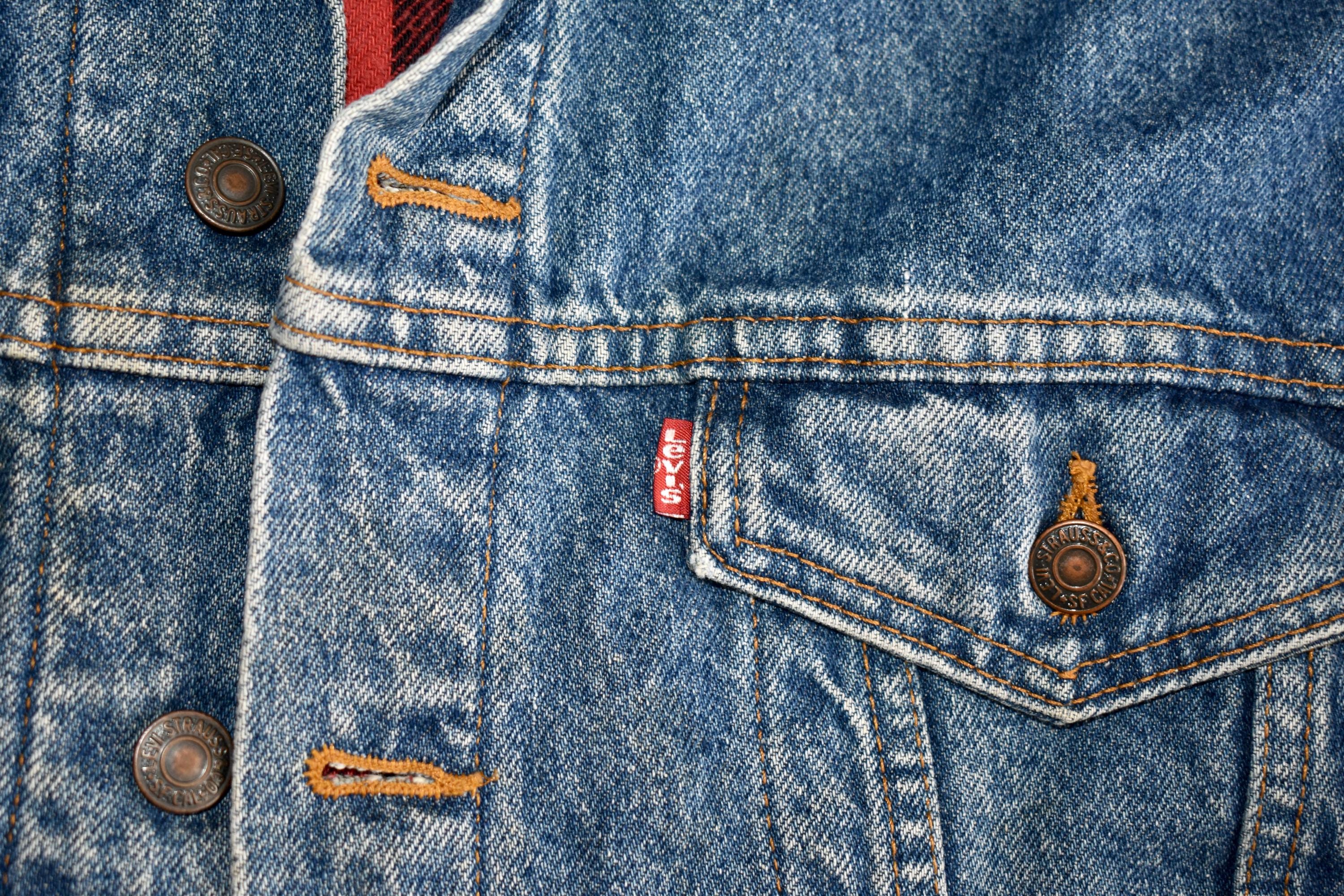 Vtg 80s Levi's 70417 0814 Blue Denim Buffalo Plaid Flannel