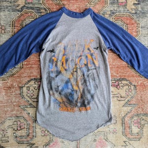 Vtg 1984 Ozzy Osbourne Bark at the Moon US Tour Raglan Baseball Style Tee Rock Band T-Shirt Womens S