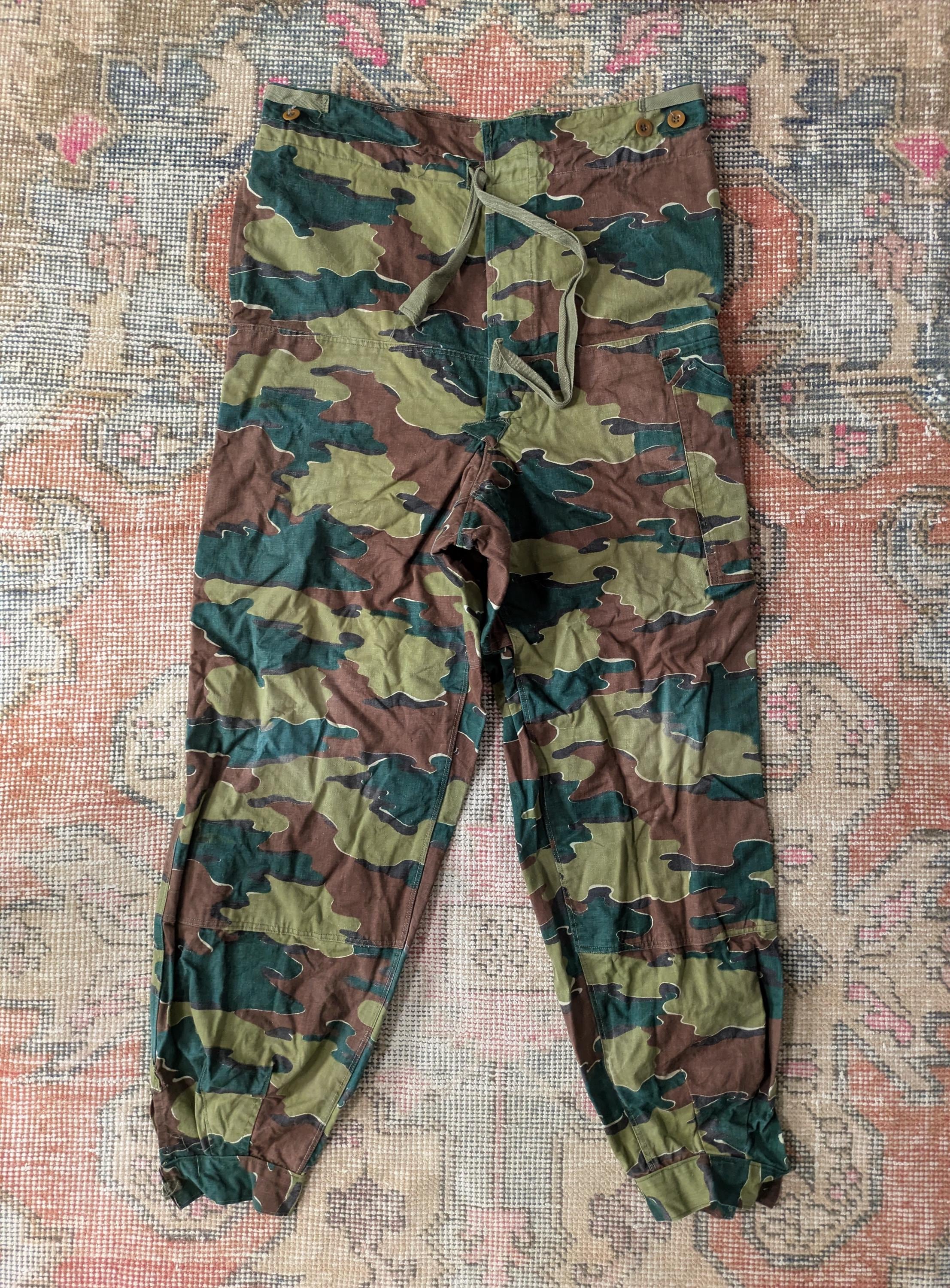 Vtg 1958 Belgian Army ABL Jigsaw Camo Paratrooper Cargo Trousers