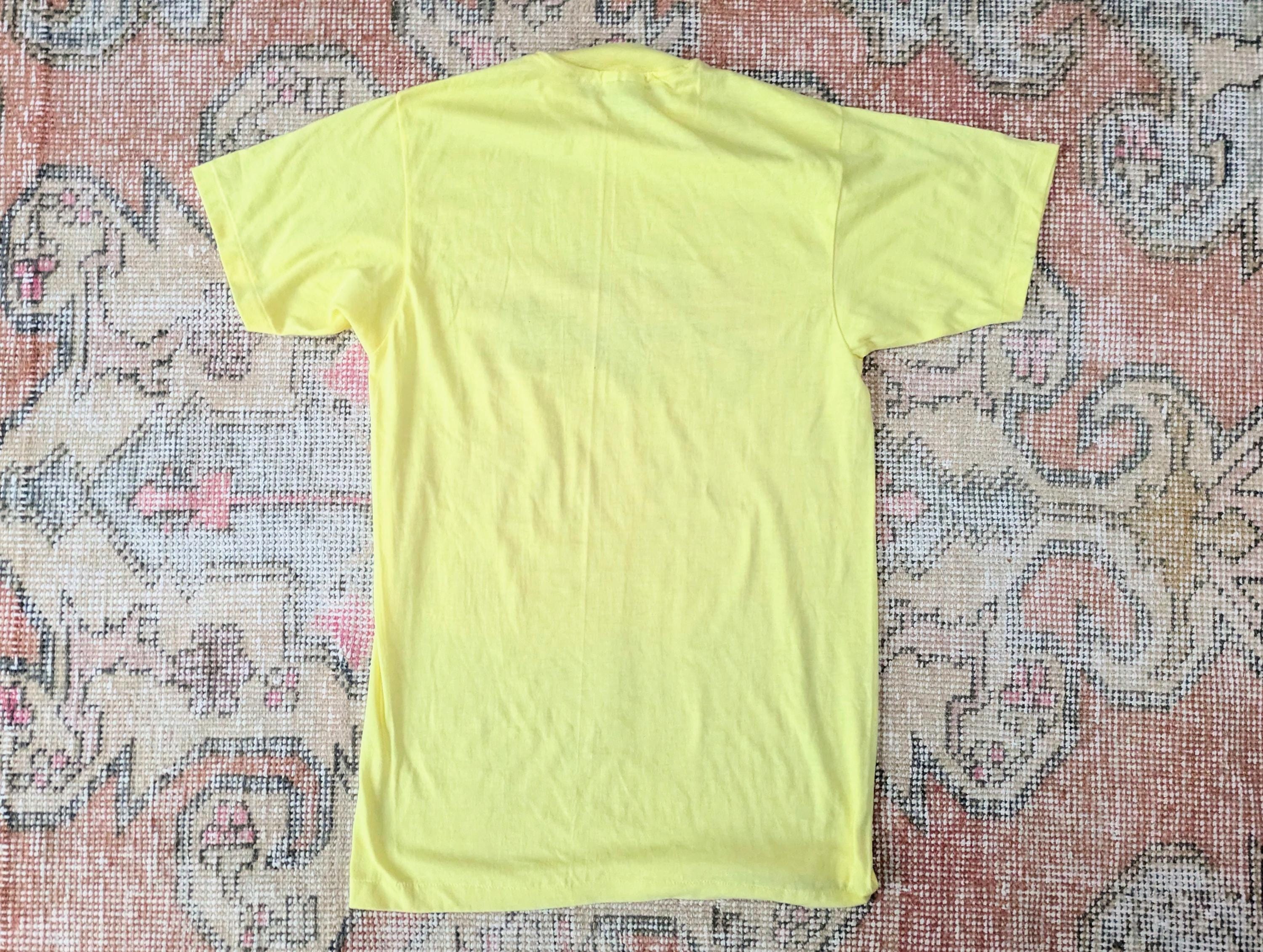 Vtg 80s LA Games '84 Yellow Graphic Single Stitch Tee Olympics T
