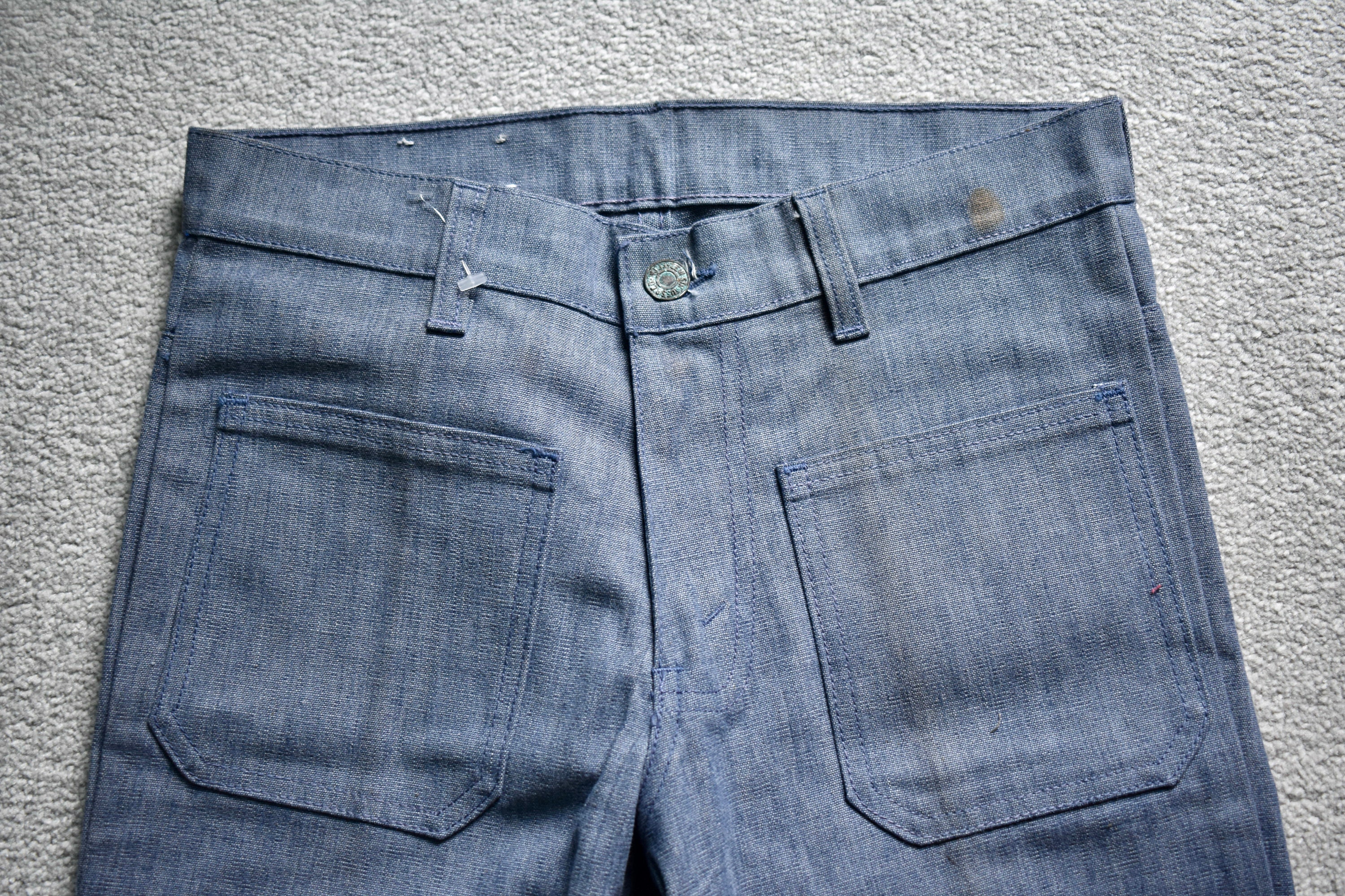 Vtg 70s LEVI'S 609 Big E Blue Chambray Flared Jeans Pants