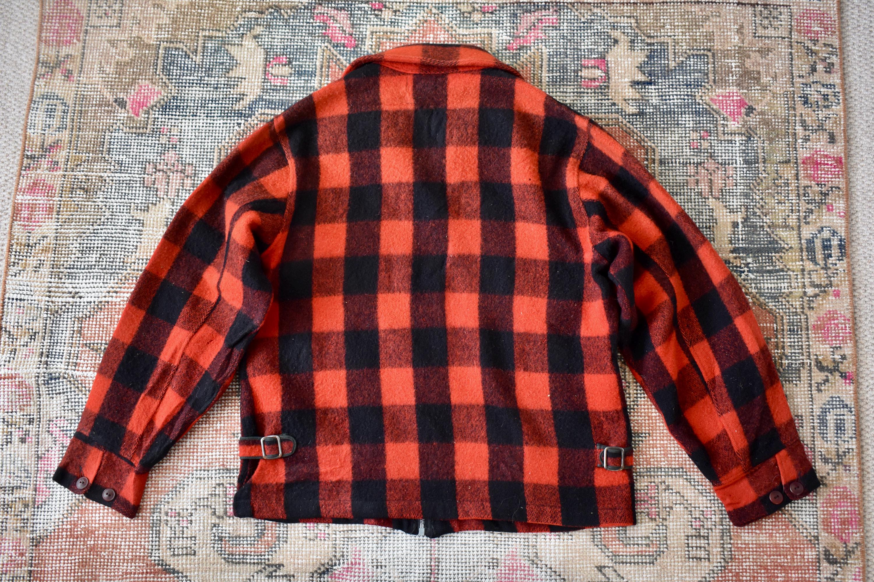 Vtg 1940s Woolrich Red & Black Buffalo Plaid Wool Jacket Talon Vtg 1940s Woolrich Red & Black Buffalo Plaid Wool Jacket Talon