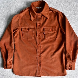 Vtg 60s 70s LEVI'S BIG E Burnt Orange Corduroy Jacket USA Womens Size 13/14 image 2