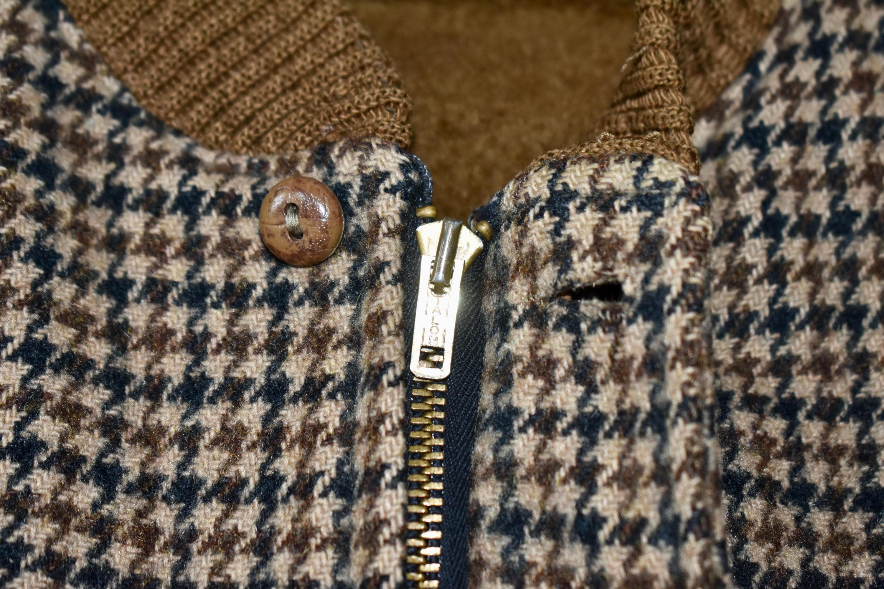 Vtg 50s 60s Rich Sher Sportswear Houndstooth Pattern Wool