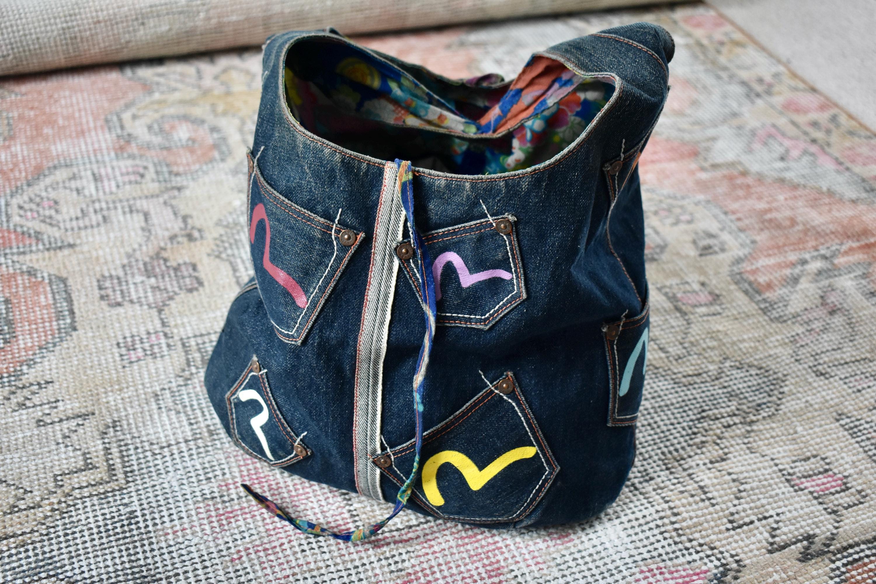 EVISU BAG バッグ Allover Logo Jacquard Print Denim Tote Bag – EVISU