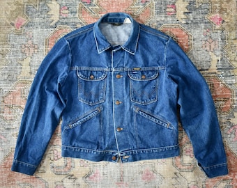 Vtg 70s Wrangler 74126NV No-fault Denims 14oz Trucker Jean