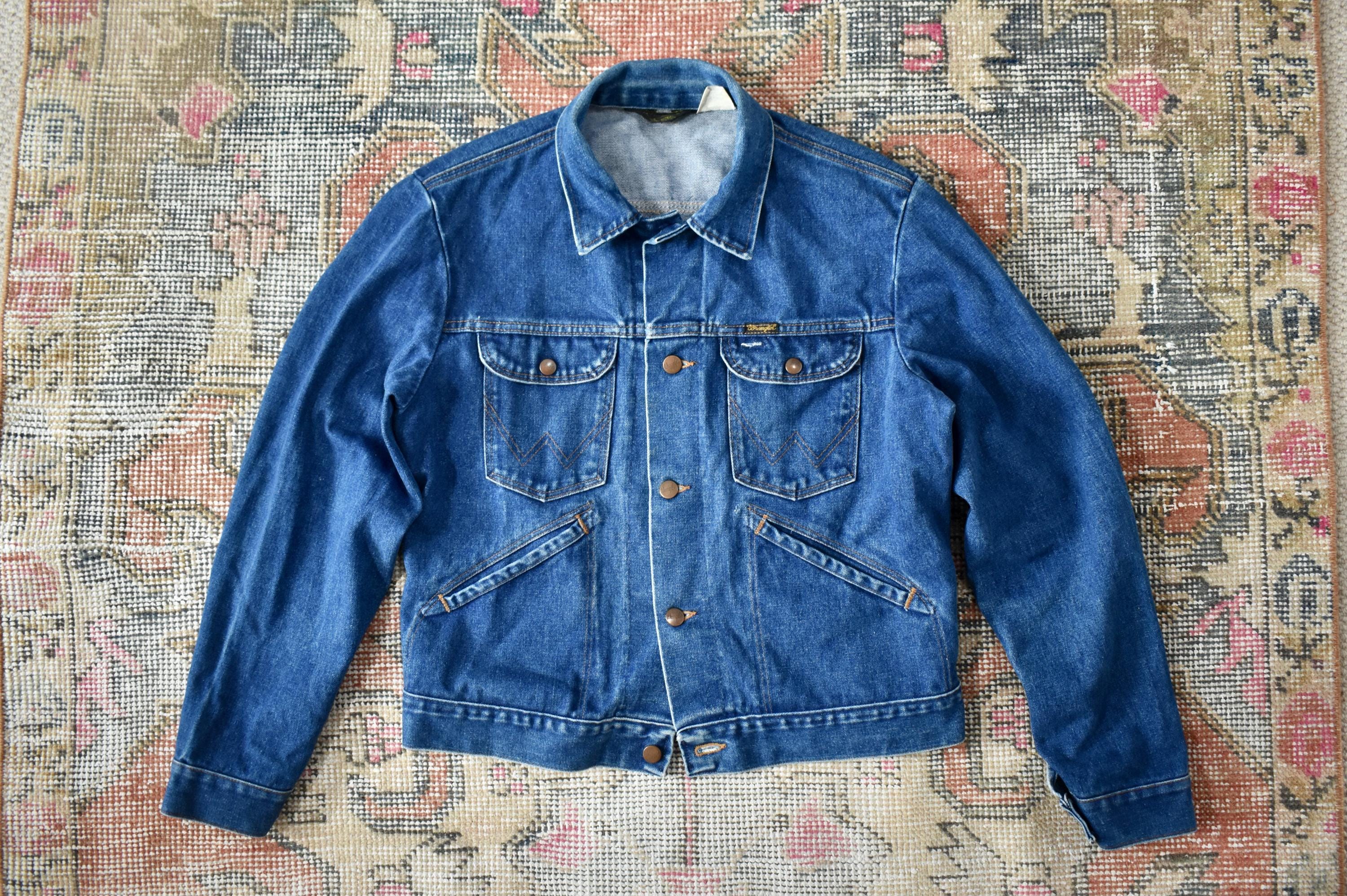 ジャケット・アウター 80s Wrangler 74136PW Denim JKT 42 Long VINTAGE Wrangler 42L Denim Jean Jacket -74136NV Made in USA