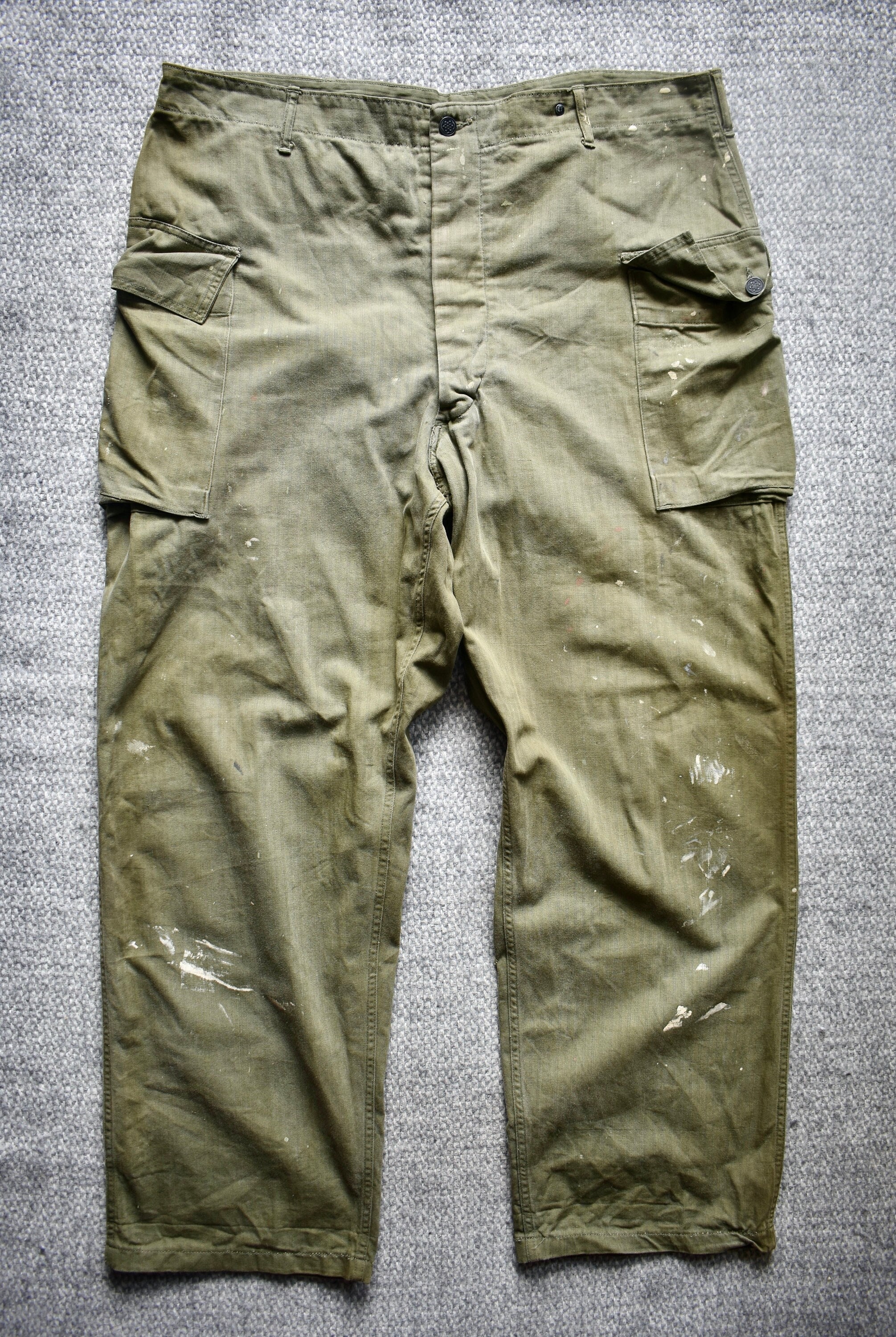 Vtg 1940s WWII WW2 US Army HBT Utility Combat Field Trousers Pants 
