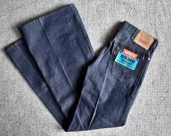 BNWT Vtg 70s LEVI'S 522-0217 Orange Tab Blue Denim Bell Bottom Flared Jeans Talon 42 Deadstock W29 L33