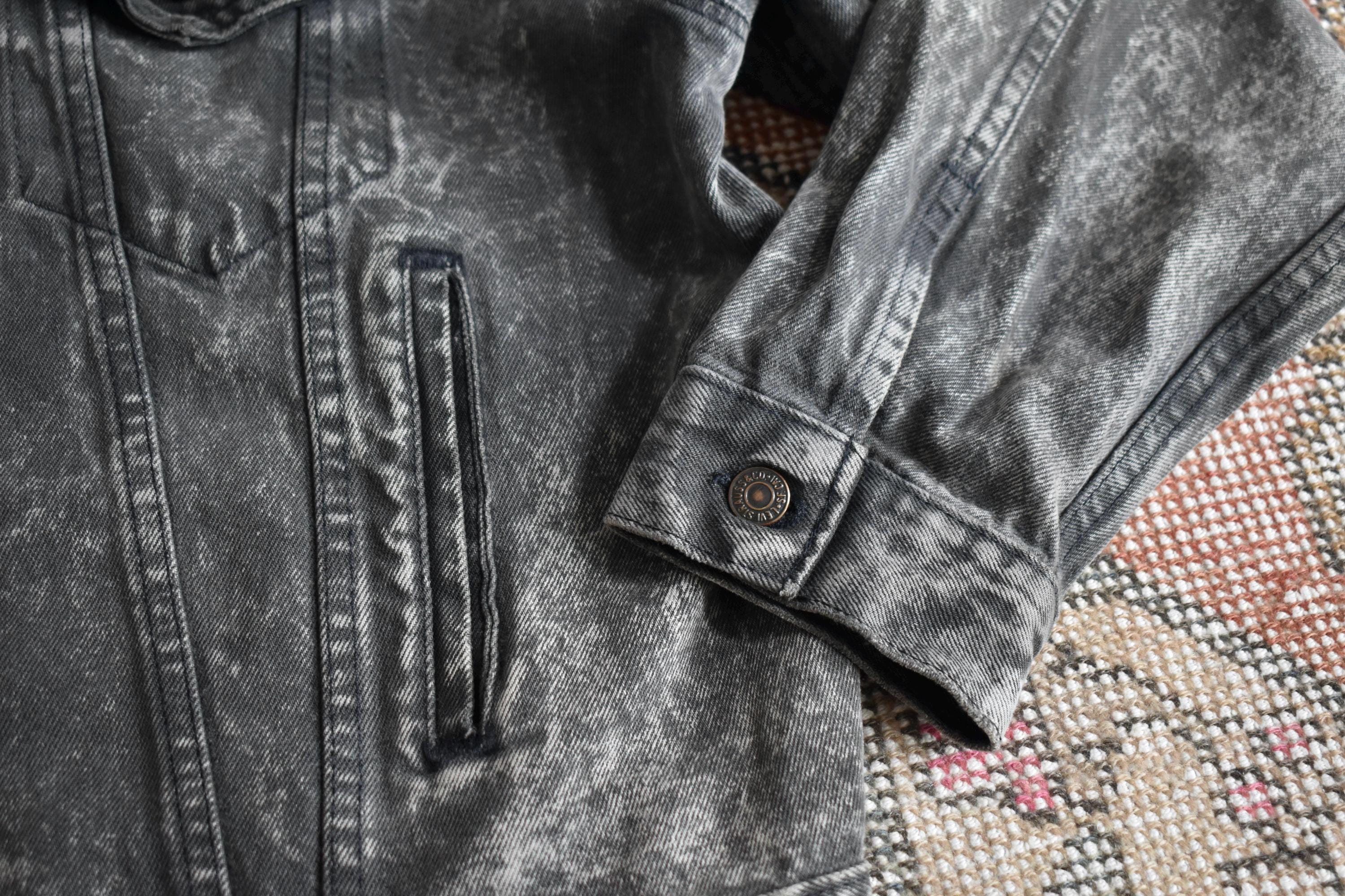 Vtg 80s Levi's 70507 0253 Black Acid Wash Denim Trucker Jacket