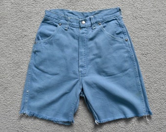 Vtg 60s WRANGLER Blue Bell Deshilachado Corte Denim Zip Fly Jean Shorts W23/W24