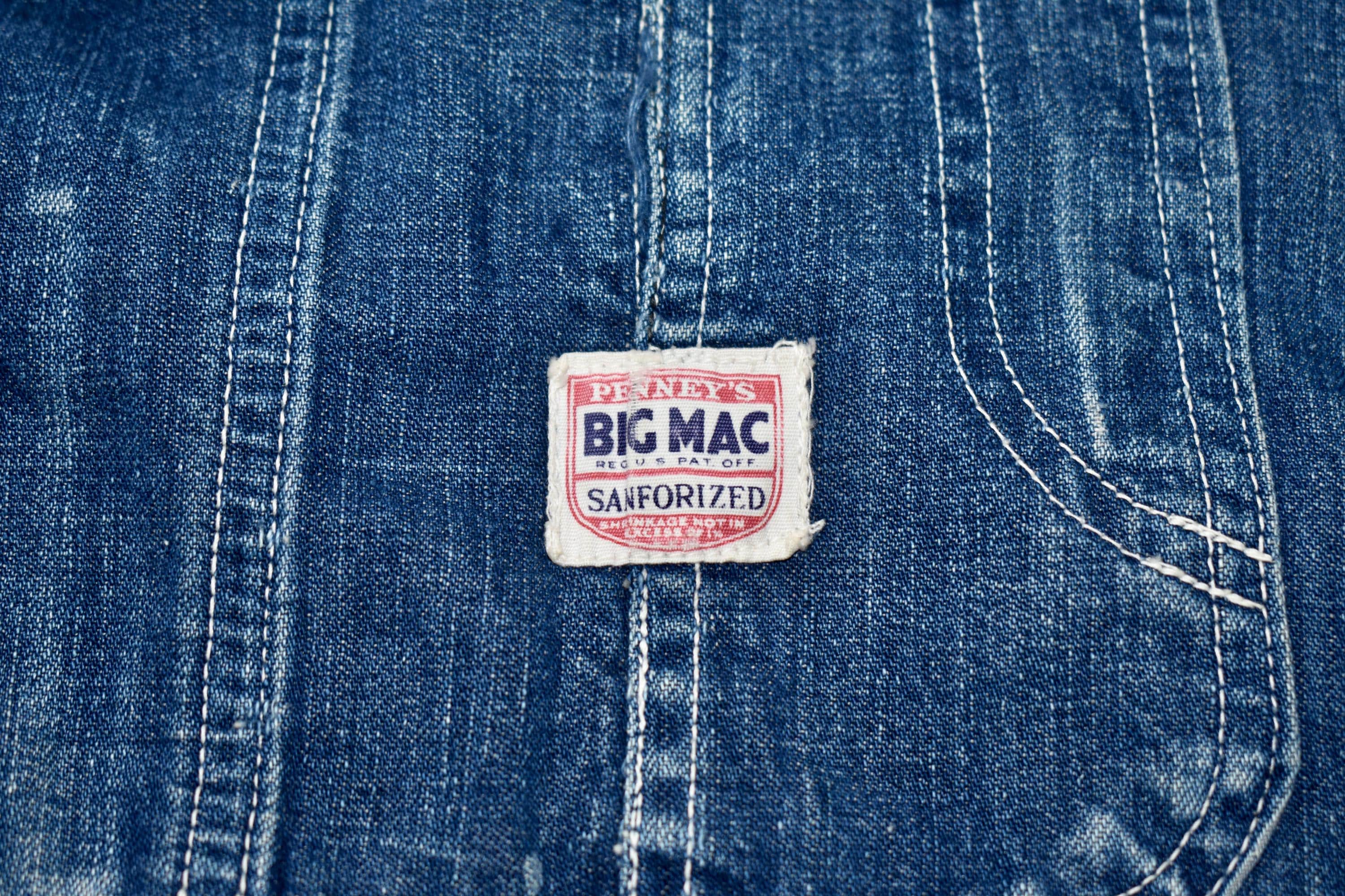 Vtg 50s BIG MAC Penney's Blue Sanforized Denim Suspender