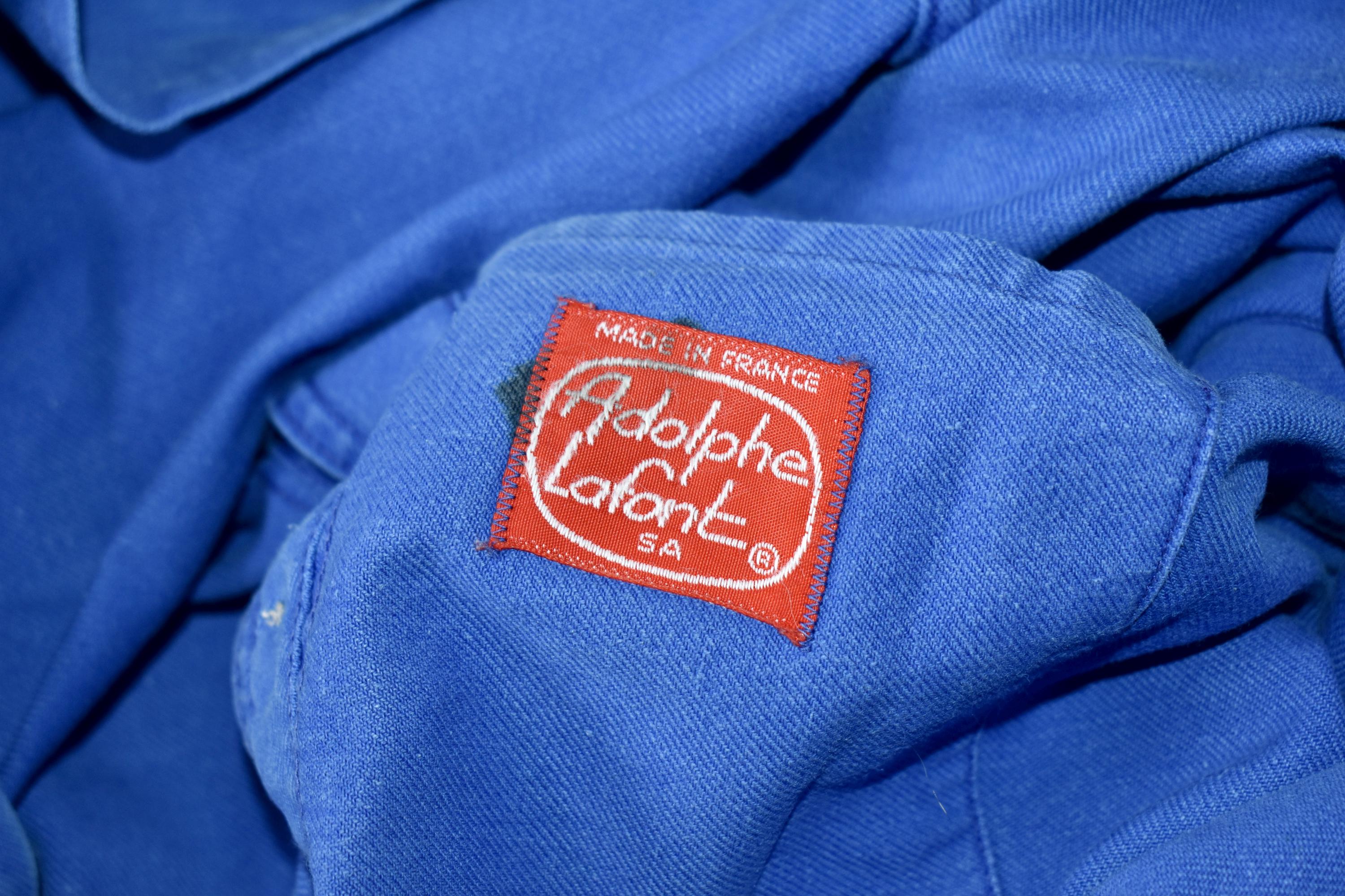 Vtg 60s 70s Adolphe Lafont Blue Cotton French Chore Jacket